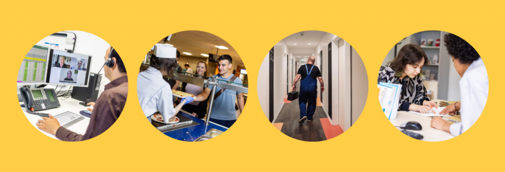 Fotocollage mit verschiedenen Arbeitsprofilen im Studierendenwerk